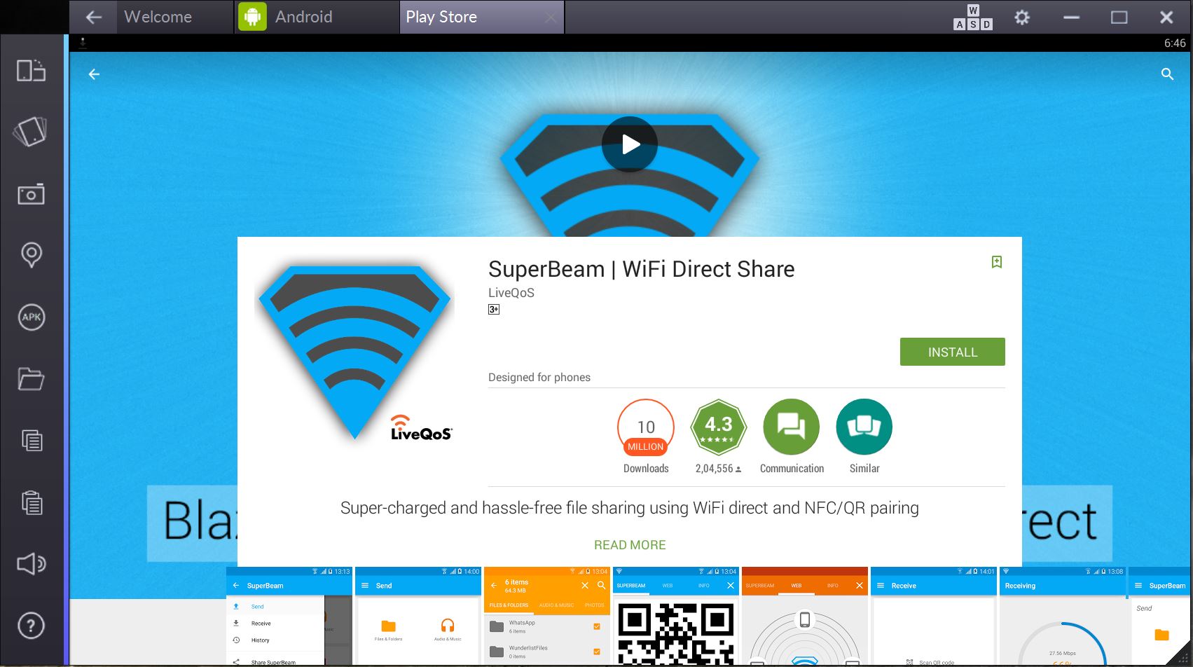 superbeam pc download bluestacks